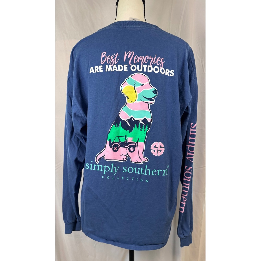 Simply Southern Blue Dog Mountain Graphic Tee Shirt Womens XL Excellent